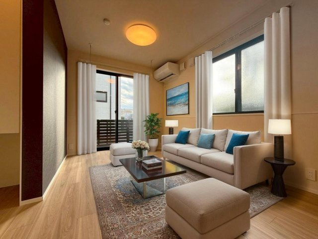 Ｅｃｈｅｌｌｅ　柿ノ木の居間・リビング|※家具はCG生成の為、実際に家具はついてきません。ご注意くださいませ。