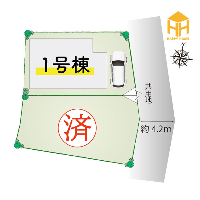 ハートフルタウン池尻3丁目新築一戸建て│3LDK+駐車1台可の区画図|ご好評につき、残1区画となりました！