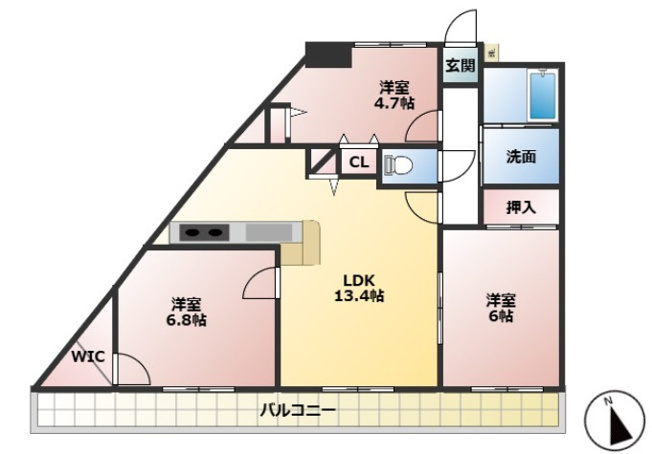 【間取り】 | プレステージ明石魚住Ⅲ　6階 | 3LDKです。