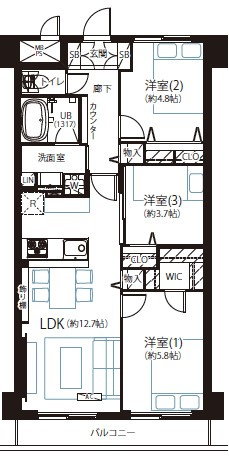 さんろーどダイヤモンドマンションの間取り