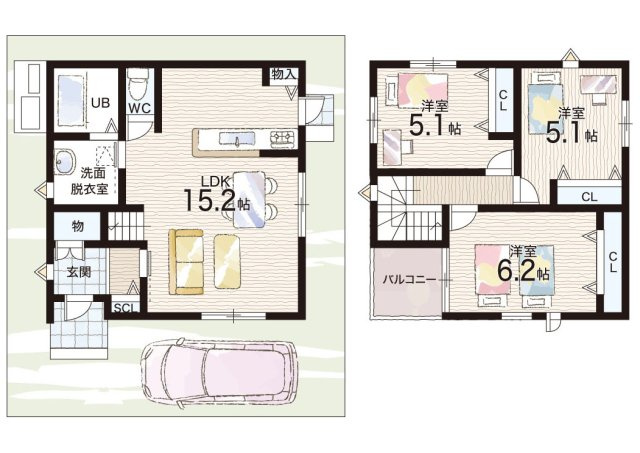 大東市深野　新築一戸建ての間取り