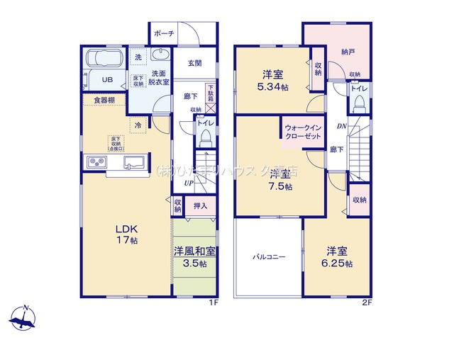 久喜栗原第2　新築一戸建て　07　リーブルガーデンの間取り|広々バルコニーは洗濯物を干すだけでなくプライベート空間にも♪