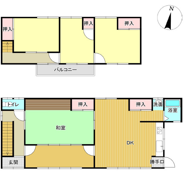 姫路市飾磨区下野田3丁目　中古戸建の間取り|４DKです。別途　木造平屋建ての付属建物あり。