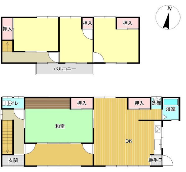 【間取り】 | 姫路市飾磨区下野田3丁目　中古戸建 | ４DKです。別途　木造平屋建ての付属建物あり。