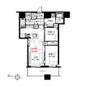【間取り】 | 勝どきザ・タワー：眺望良好な２ＬＤＫ床暖房・エアコン付きリノベーション物件は住設備充実のお部屋となっております！