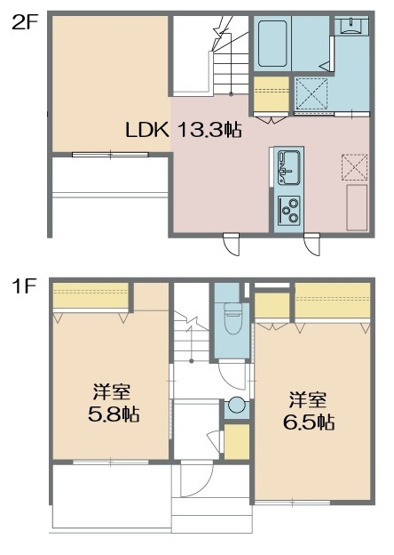【間取り】 | CASA　MICHI | 室内階段のある２LDKです
