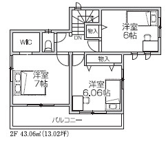 【仲介手数料無料】所沢北原町全５棟　E号棟　所沢市の新築住宅なら西武ハウジングの間取り