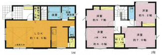 【間取り】 | 海老名市下今泉4丁目  C棟 | LDK18.5帖　リビング上部高天井　洋室1部屋上部吹抜　食洗器・浄水器　浴室乾燥機