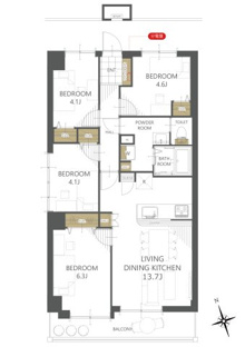 【間取り】エクレール小松島 