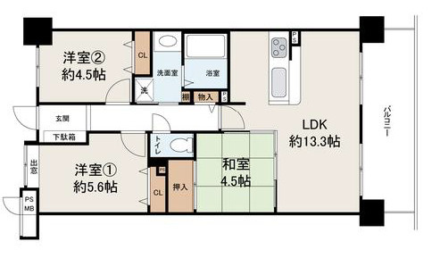 ライオンズマンション上野芝ガーデンシティの間取り