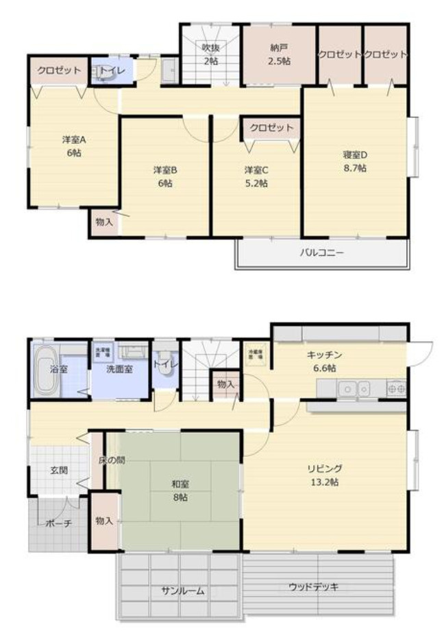 横浜市青葉区若草台 中古戸建て【仲介手数料無料】カースペース2台の間取り