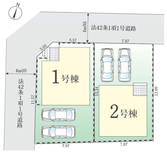 【区画図】 | 【仲介手数料無料！！】日野市西平山5丁目　新築戸建て（全2棟）1号棟　4499万円