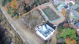 【その他】 | 大津市北比良957-13　中古戸建 | 敷地空撮別角度、赤い線はおおよその敷地境界です