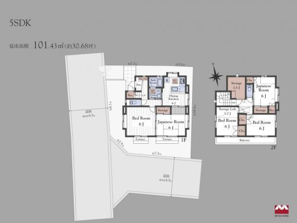 泉区中田東1丁目　中古戸建　3740万円の区画図