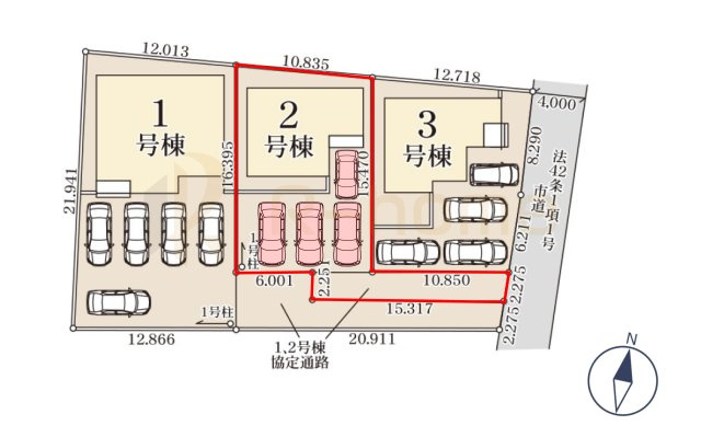第1常総市相野谷町　新築戸建て　2号棟の区画図|大きなお買い物だからこそ、メリット・デメリットを伝えさせて頂きます。
R-homeにお任せください♪