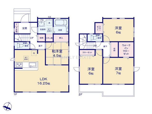 草加市青柳8丁目 新築分譲住宅 全2棟 1号棟の間取り