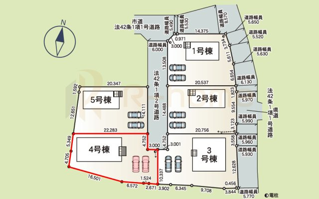 つくば市若森第1　新築戸建て　4号棟の区画図|大きなお買い物だからこそ、メリット・デメリットを伝えさせて頂きます。
R-homeにお任せください♪