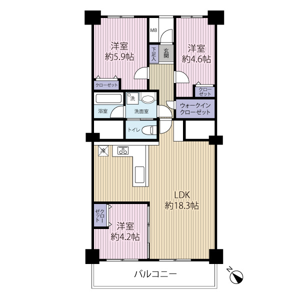 オール洋室の間取りです