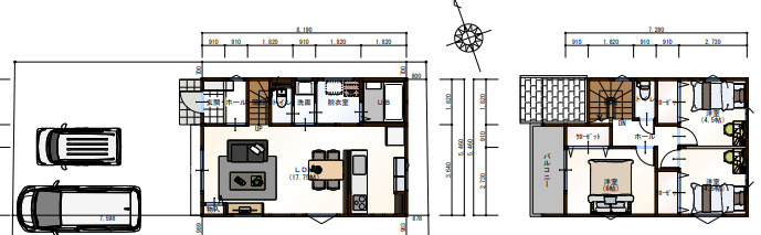 南国市田村乙 中古一戸建の駐車場|木目×ブラックの上質デザイン。スタイリッシュで存在感のある住まい。