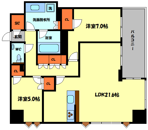 クレヴィアタワー御堂筋本町　開平小学校区の間取り|クレヴィアタワー御堂筋本町　間取り