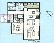 【仲介手数料無料】所沢市北野全２棟１号棟　所沢市の新築住宅なら西武ハウジング　の区画図