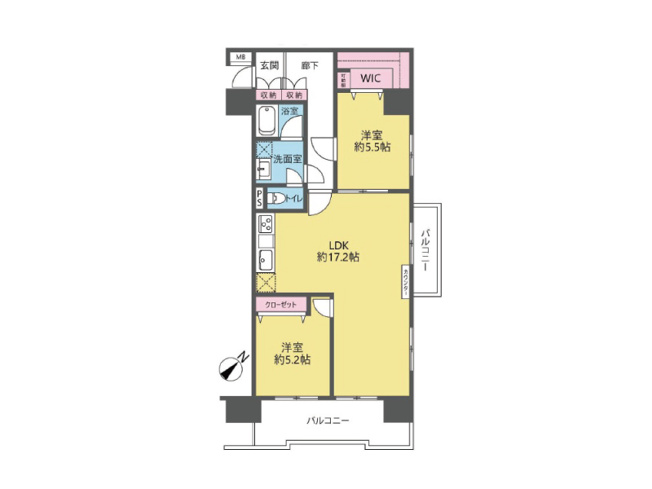 【間取り】 | 成増ローヤルコーポ　（成増店） | 南東向き、角部屋、10階部分につき陽当たり・通風・眺望良好です。
※図面を基に作成しています。現況と異なる場合は現況を優先いたします。