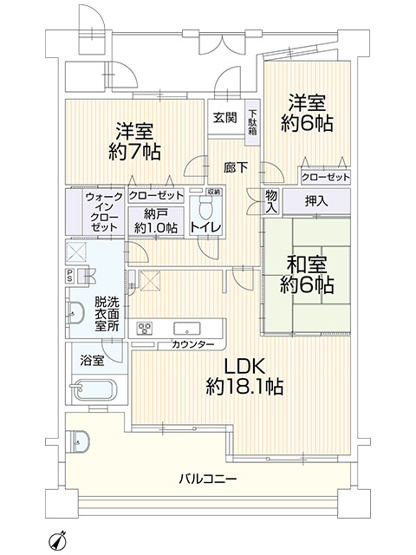 【間取り】 | ザ・シーズンズD棟 中古マンション | 効率的かつ暮らしのことをしっかり考えた間取りです
