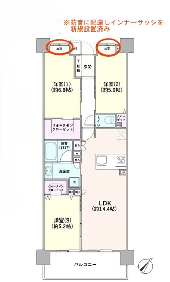 【間取り】 | クレストフォルム横浜平沼 | 70.60㎡３LDK
