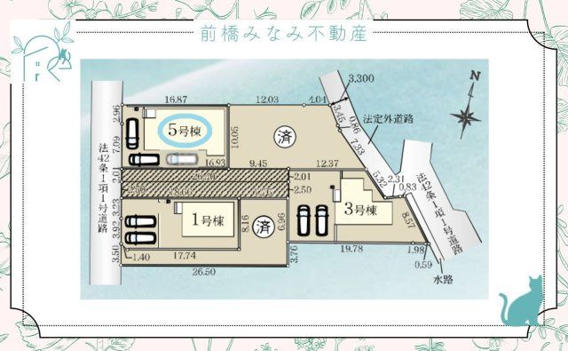 高崎市江木町23-1期　５号棟(全３棟)　リナージュ　新築建売分譲の区画図