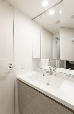 【独立洗面台】 | シーズンフラッツ上野御徒町 | 独立洗面台、小物を置くことができて便利です