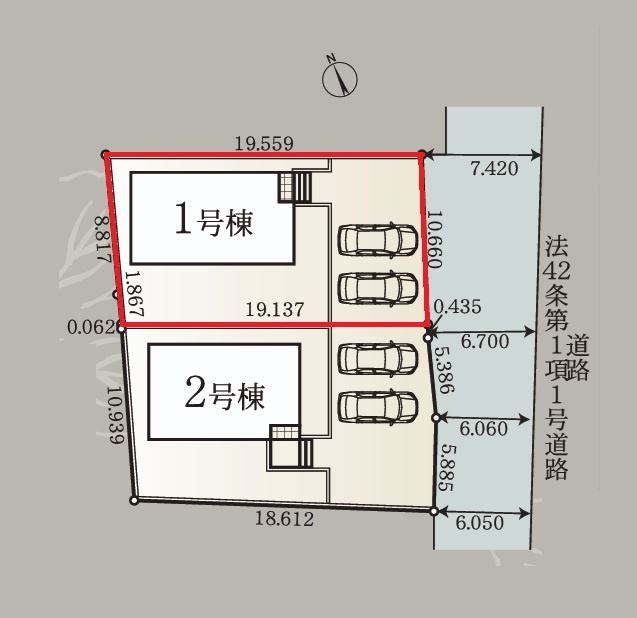 Cradlegarden　 高萩市高浜町　第2　1の区画図|敷地面積約62坪。東側、道路幅約6メートル。並列駐車可能です！気になる他の物件と合わせての現地ご案内も可能です。お気軽にお問い合わせください。

