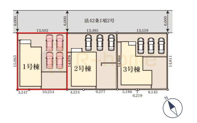 ひたちなか市足崎19期　新築戸建て　1号棟の区画図|大きなお買い物だからこそ、メリット・デメリットを伝えさせて頂きます。
R-homeにお任せください♪
