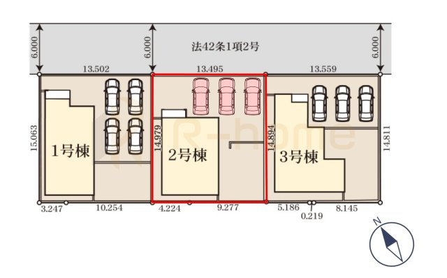 ひたちなか市足崎19期　新築戸建て　2号棟の区画図|大きなお買い物だからこそ、メリット・デメリットを伝えさせて頂きます。
R-homeにお任せください♪