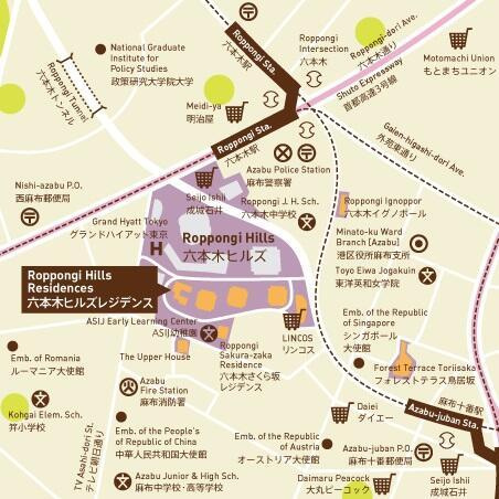 港区六本木６丁目の賃貸マンションの地図| 