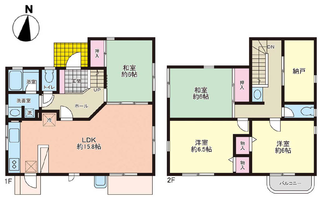 豊中市永楽荘三丁目戸建　Aの間取り|４SLDK!
2階にもトイレあります！