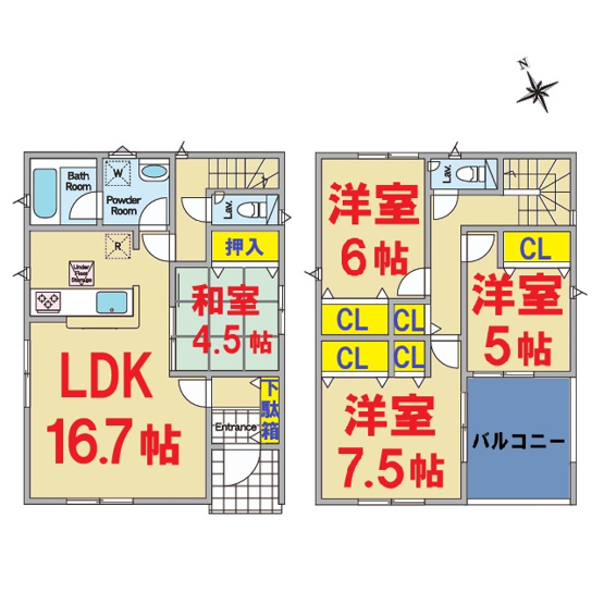 【間取り】 | 銚子市松本町5丁目3号棟 | 即日のご見学も可能です。お気軽に0476-37-3888までお問合せ下さい。