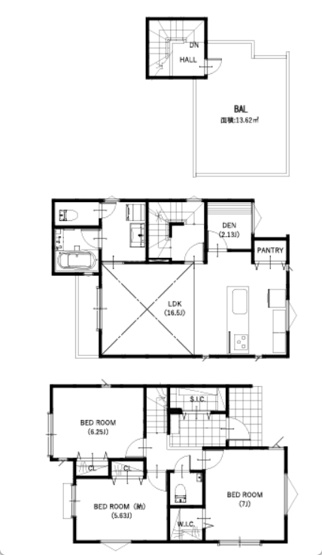 【参考プラン】 | シエルブルーコート登戸中野島第３期販売　建築条件なし売地 | 13号棟参考プラン
（参考プラン建築の場合）土地建物合計5680万円（税込）