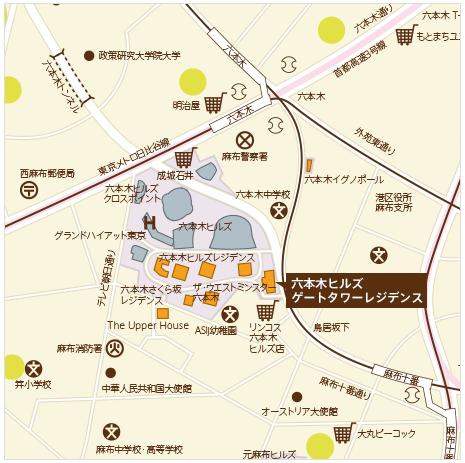 港区六本木６丁目の賃貸マンションの地図|物件近隣地図 