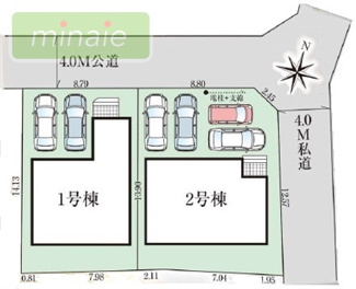 【区画図】 | 長期優良認定住宅　 完成してます　車4台　西志津全2棟　2号棟　　