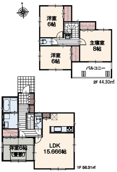 【間取り】 | 羽生市南羽生１丁目　いろどりアイタウン　新築戸建　全2棟　1号棟
