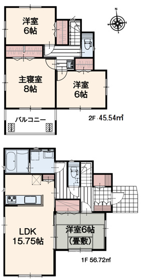 【間取り】 | 羽生市南羽生１丁目　いろどりアイタウン　新築戸建　全2棟　2号棟