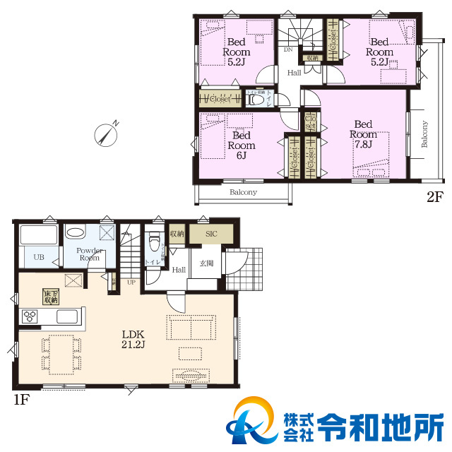 新築戸建　藤沢市大庭の間取り|全室クローゼット付きでスッキリと片付く設計。ファミリータイプ4LDKの間取り。