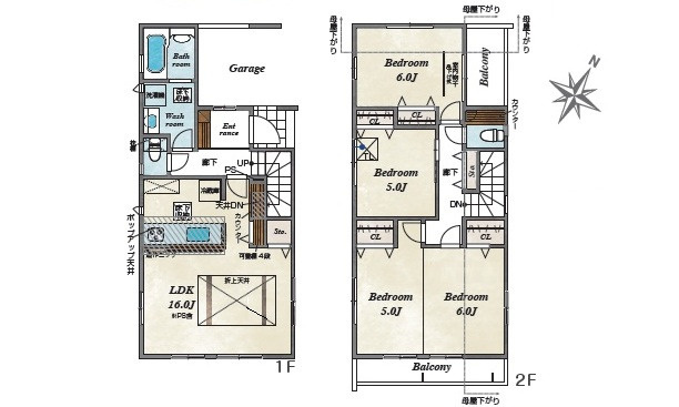 広島市佐伯区美の里2丁目　新築一戸建て(全2棟)の間取り