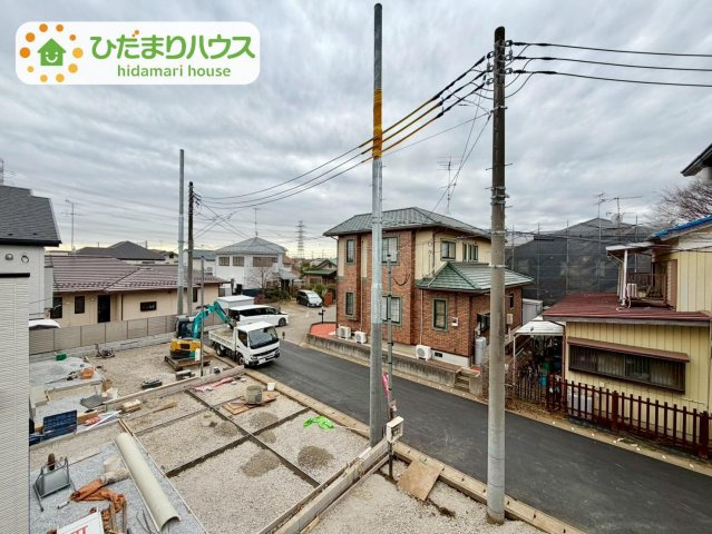 野田市山崎22期　新築戸建　1号棟の前面道路含む現地写真|陽当り良好です！