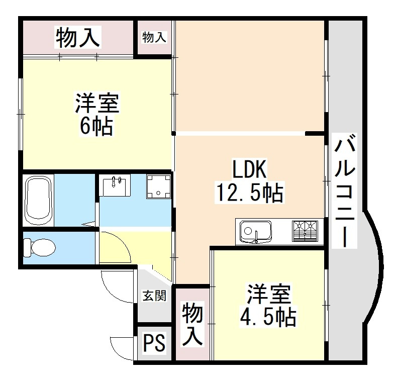 御所市大字多田の賃貸マンションの間取り