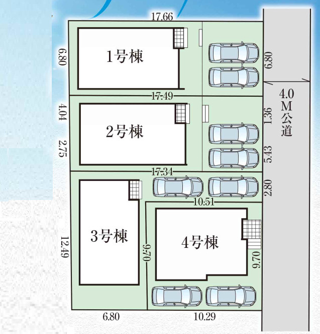 新築／富士見市水谷東16期　全４棟の区画図|2台駐車可能！（車種による）