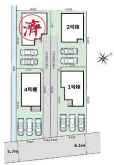 【区画図】 | 沖縄市大里4期（全4棟）1・2・4号棟 | ※3号棟成約済み