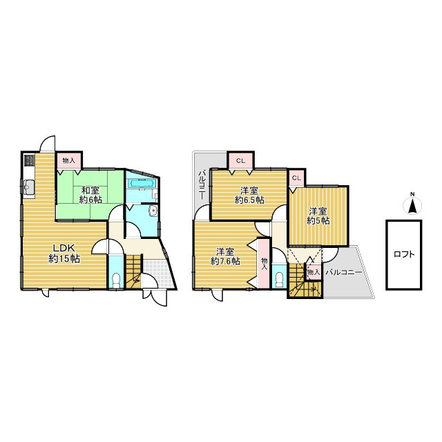 【価格改定】長岡京市奥海印寺火ノ尾の間取り|部屋数充実の4LDK＋ロフト
家族の成長に合わせて使い方自在(^^)/