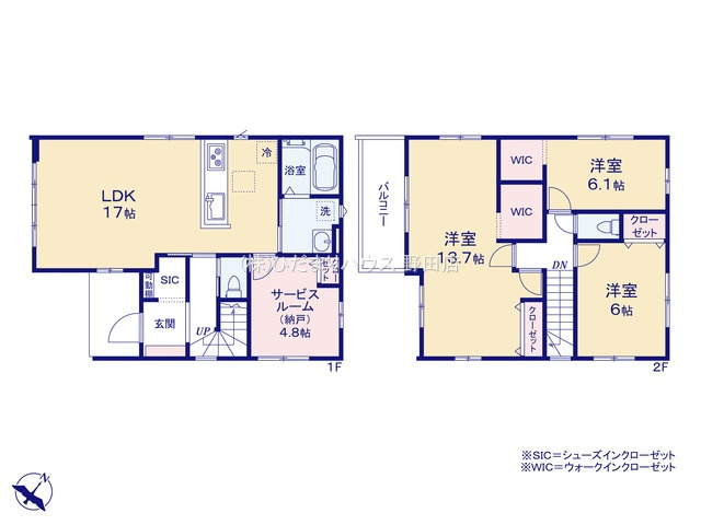 野田市山崎22期　新築戸建　4号棟の駐車場|2台分可能な駐車スペース（車種により異なります。）