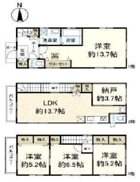 尼崎市南武庫之荘　中古戸建の間取り